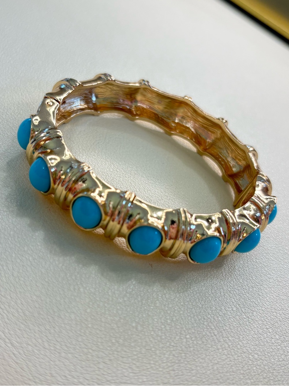 Piper K Turquoise & gold bangle bracelet